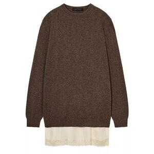 Zara Brown and Cream Women's Sweater